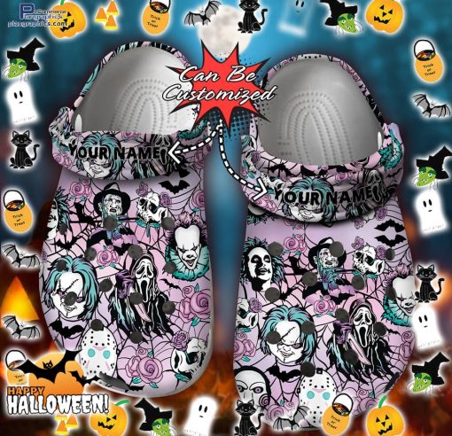 halloween floral seamless horror scary movie flower vintage crocs shoes okdlX