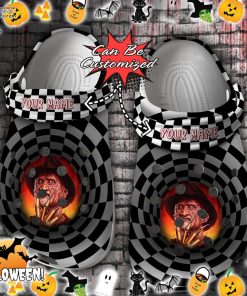 halloween scary freddy krueger checkered tunnel crocs shoes IgaTG