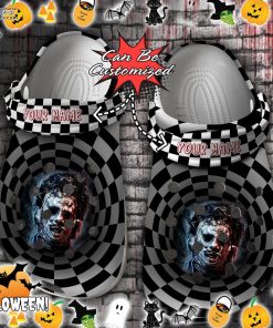halloween scary leatherface checkered tunnel crocs shoes 5z6jV