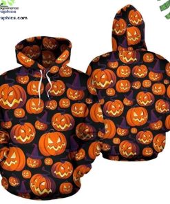 halloween scary witch evil pumkin orange design 3d hoodie and zip hoodie ysrPo