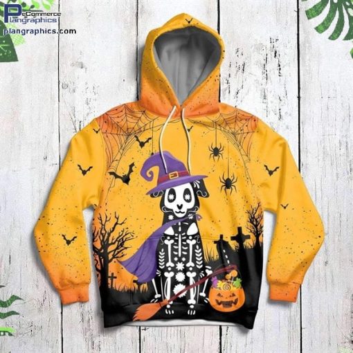 halloween skeleton witch cat yellow cute design 3d hoodie and zip hoodie fNVWD
