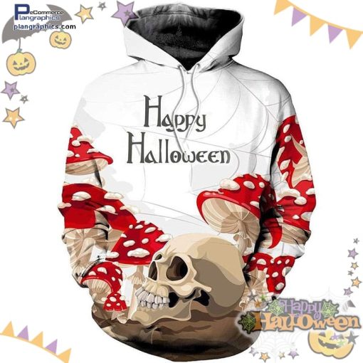 halloween skull mushroom happy halloween white hoodie uwBWE