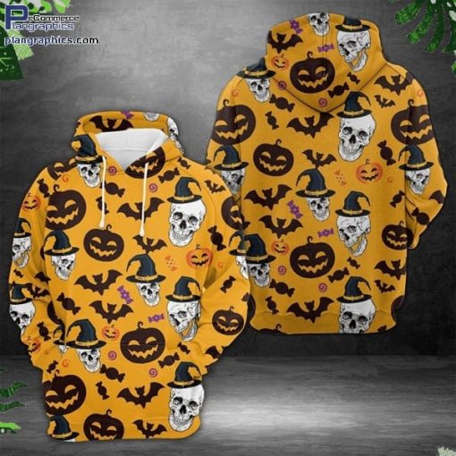 halloween skull yellow graphic 3d hoodie and zip hoodie JbMRf