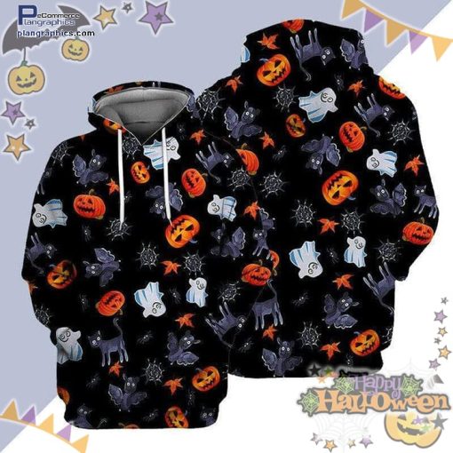 halloween vibes cute ghost bat halloween black hoodie PH1nX
