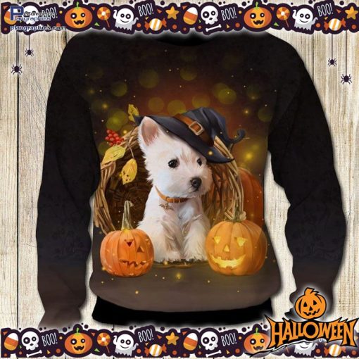 halloween west highland white terrier pumpkin ugly sweater 64 3W1jG