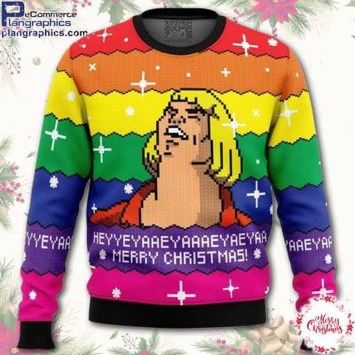 heyyeya he man ugly christmas sweater YmMpK