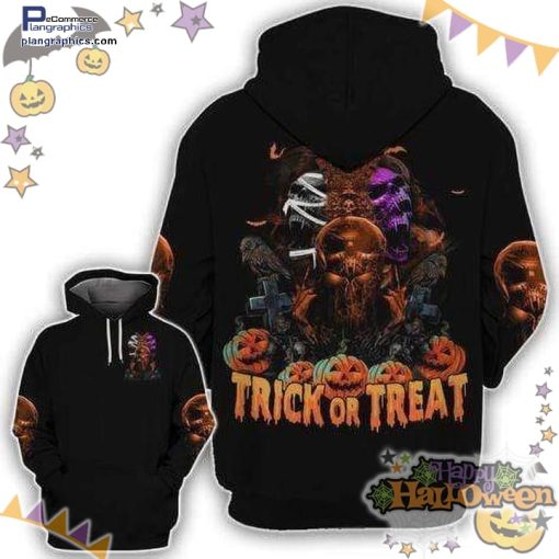 horror skull demon trick or treat halloween black hoodie MXgUV