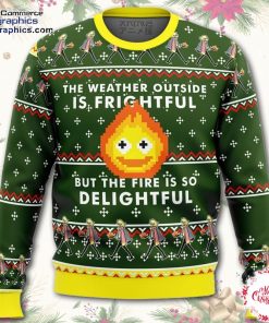 howls moving castle calcifer fire is so delightful ugly christmas sweater vwWAG