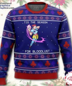 hunter x hunter hisoka tis the season for bloodlust ugly christmas sweater tWv92