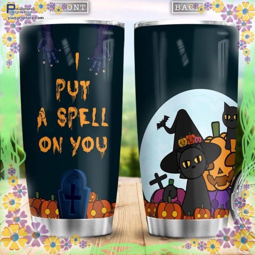 i put a spell on you black cattrick or treat halloween tumbler 66 URgsq
