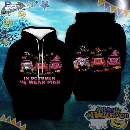 jeep bat in october we wear pink halloween black hoodie XFgon