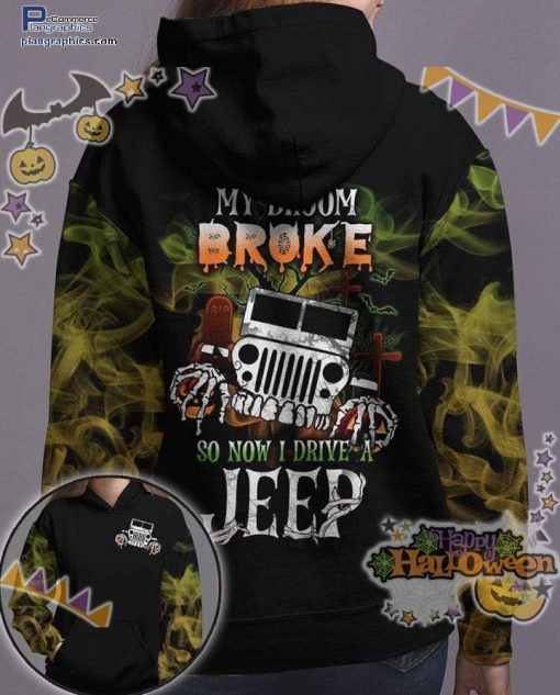 jeep cemetery my broom broke so now i drive a jeep halloween black hoodie RvyEt
