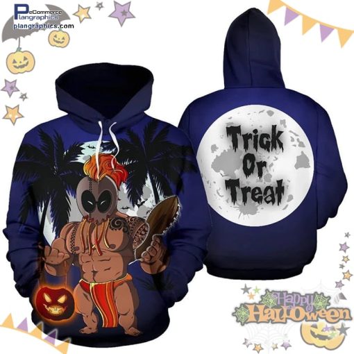 kanaka warrior trick or treat halloween dark blue hoodie IAfML