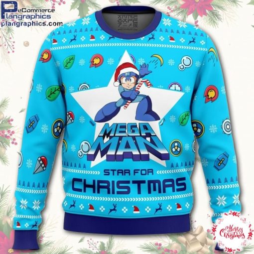 mega man mega christmas ugly christmas sweater EBUNM