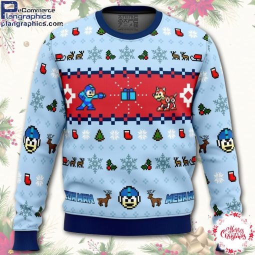 mega man mega holiday ugly christmas sweater mpjEh
