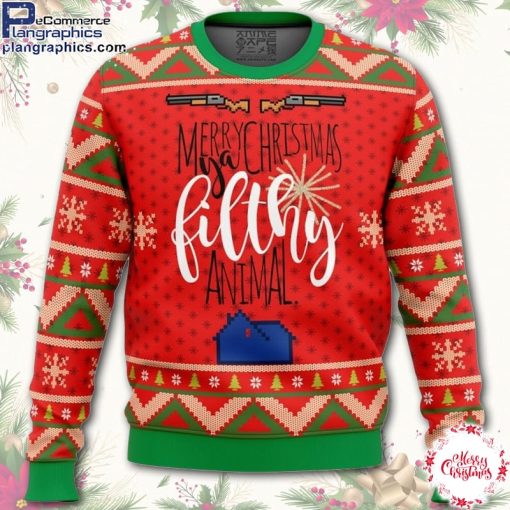 merry christmas ya filthy animal ugly christmas sweater FBhYe