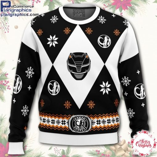 mighty morphin power rangers black ugly christmas sweater B47T7