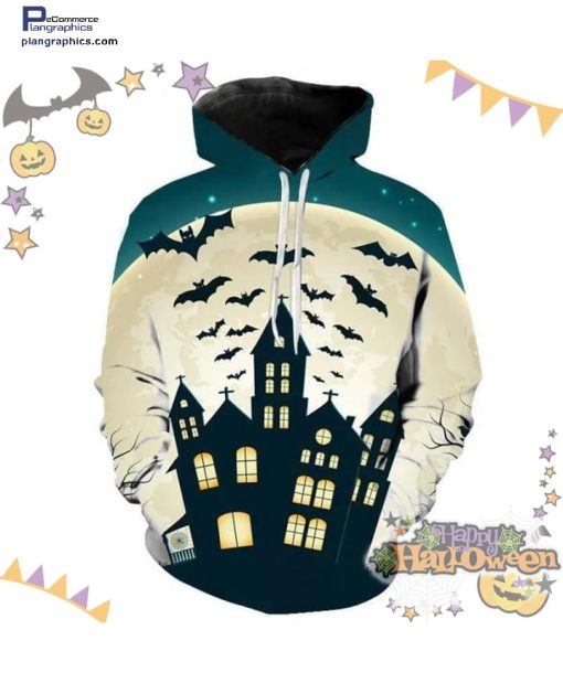 moon castle bat halloween white green hoodie wJ3AO