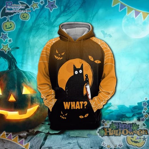 muder black cat what halloween black orange hoodie qdtN4