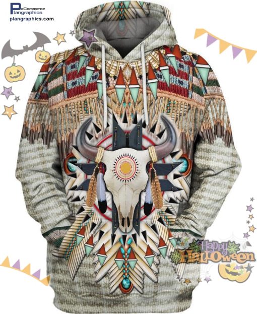 native american bison skull halloween colorful hoodie svIJX