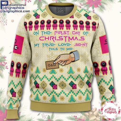 on the first day of christmas squid game christmas sweater jfYyu