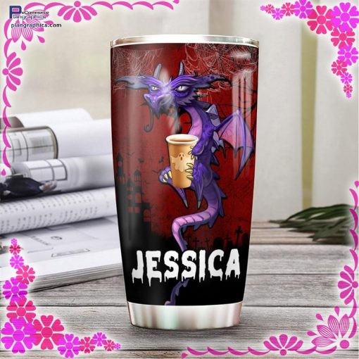personalized coffee violet dragon halloween stainless steel tumbler 26 QrMHA