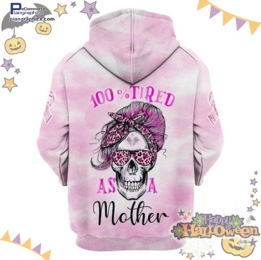 personalized custom name skull mom 100 tired as a mother pink halloween hoodie psfHn
