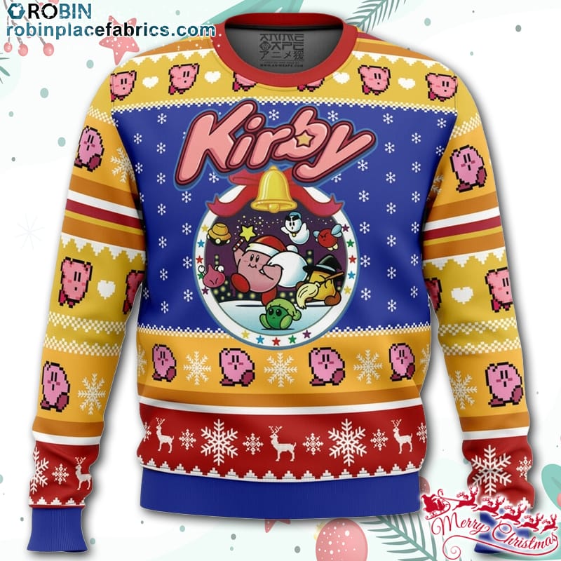 Pink Puff Christmas Kirby Ugly Christmas Sweater - AOP Sweater