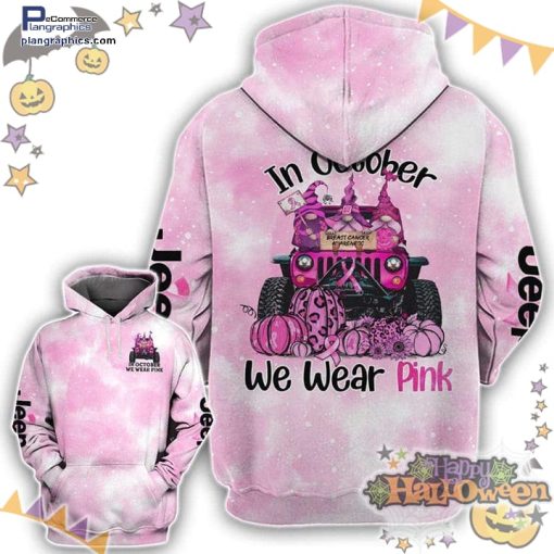 pink pumpkin jeep in october we wear pink halloween pink tie dye hoodie t1293