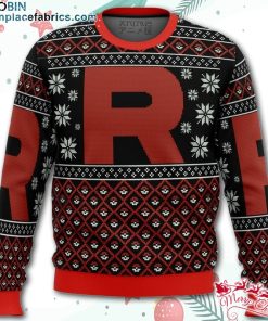 pokemon team rocket red black ugly christmas sweater v9l4O