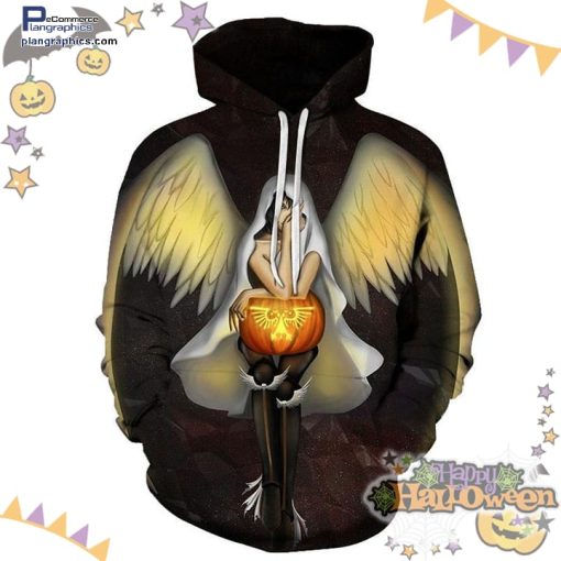 pumpkin angel halloween white hoodie XLU1o