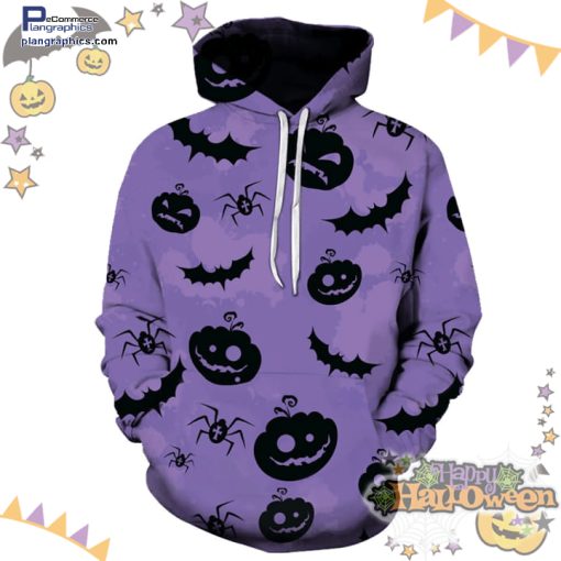 pumpkin bat spider pattern halloween purple hoodie OgKlj