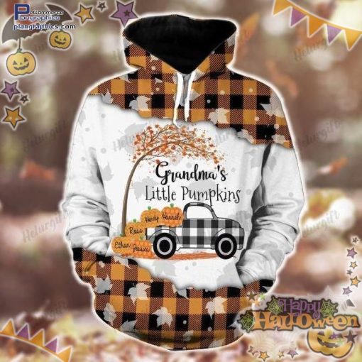 pumpkin car grandmas little pumpkin halloween white hoodie 1c5A3