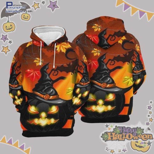 pumpkin witch hat halloween multicolor hoodie Fo5sr