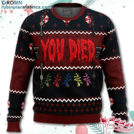 resident evil you died ugly christmas sweater 6Krqf