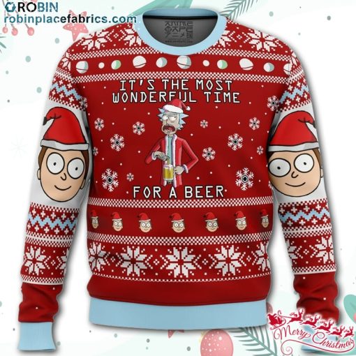 rick and morty time for a beer ugly christmas sweater Xbacd