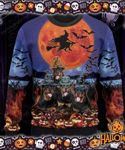 rottweiler dog lovers halloween moon ugly sweater 16 P57gv