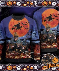rottweiler dog lovers halloween moon ugly sweater 18 SrAWg