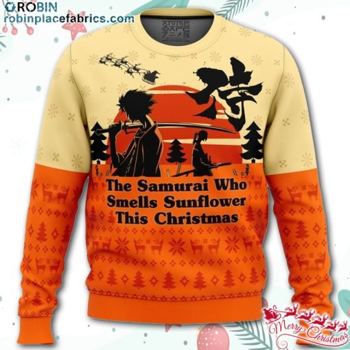 samurai champloo the samurai who smells sunflower this christmas ugly christmas sweater lv0UT