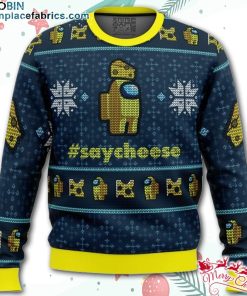 say cheese among us ugly christmas sweater Fv01T