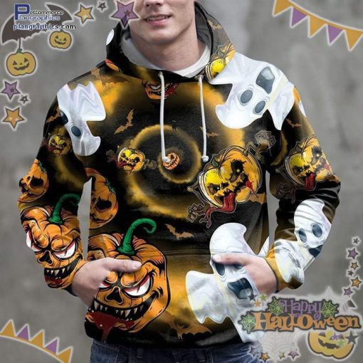 scary evil pumkin halloween pattern hoodie bLYGG