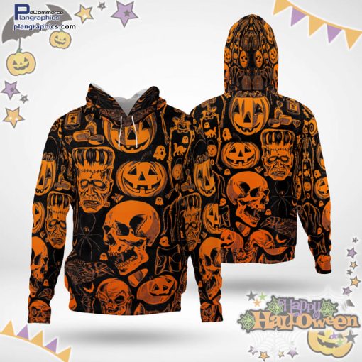 scary halloween villain symbols pumpkin skull zombie spooky halloween black hoodie nHHYF