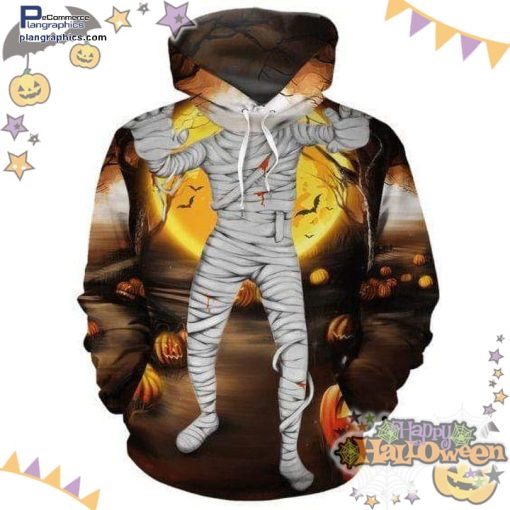 scary mummy halloween pattern hoodie Vyriv