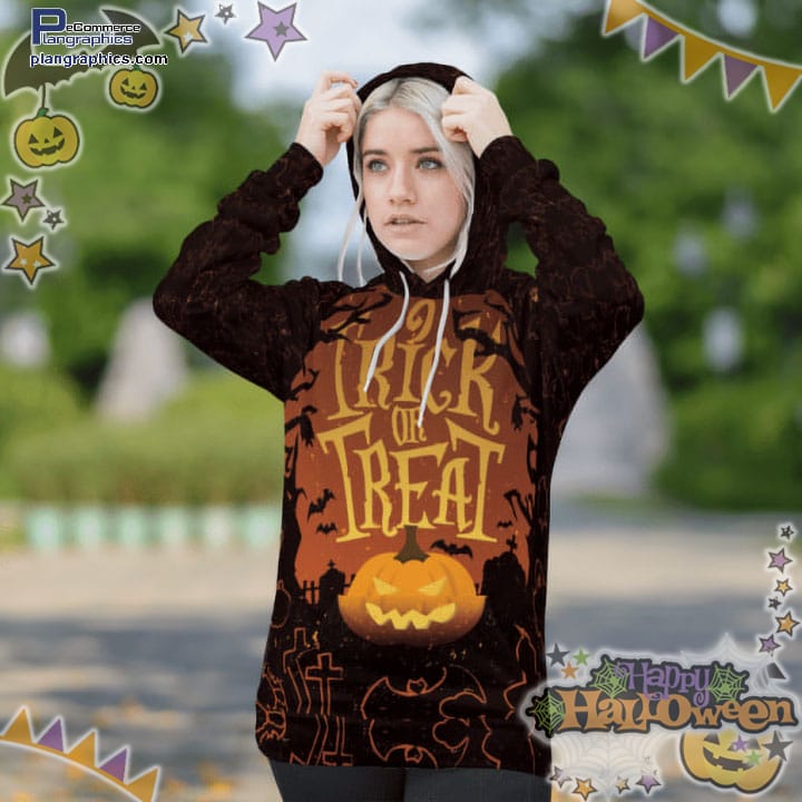 Scary Night Pumpkin Spooky Trick Or Treat Brown Halloween 3D All-Over Print Unisex Hoodie