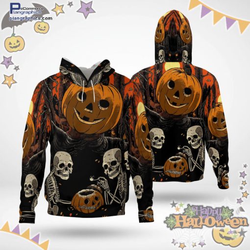 scary skeleton halloween scarecrow pumpkinhead spooky halloween black hoodie ETN0V