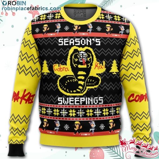 seasons sweepings cobra kai ugly christmas sweater q76FS