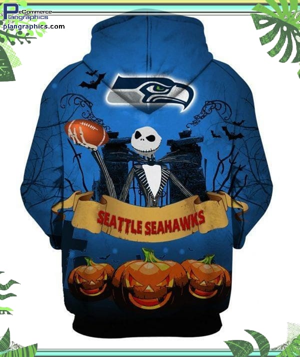 Seattle Seahawks Nfl Jack Skellington Halloween All Over Print 3D Hoodie And Zip Hoodie