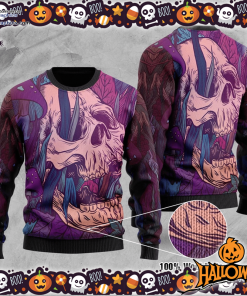 skull wool halloween ugly sweater 81 dBI5Y