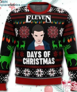 stranger things eleven days of xmas ugly christmas sweater A7JZY