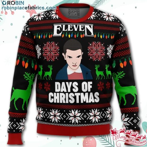 stranger things eleven days of xmas ugly christmas sweater A7JZY